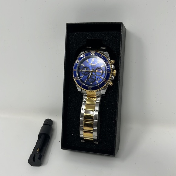 Mens watch gold blue silver Christmas sale - Picture 2 of 5